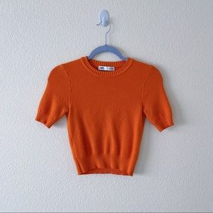 ZARA Orange sweater crop top (S)